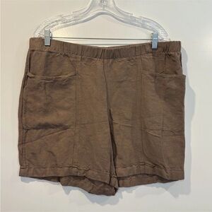 J. Jill Brown Linen Blend Pull On Shorts Womens Size Large (906)